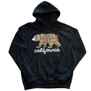 Bowery Supply Co. Size S Black California Tribal Print Bear Hoodie